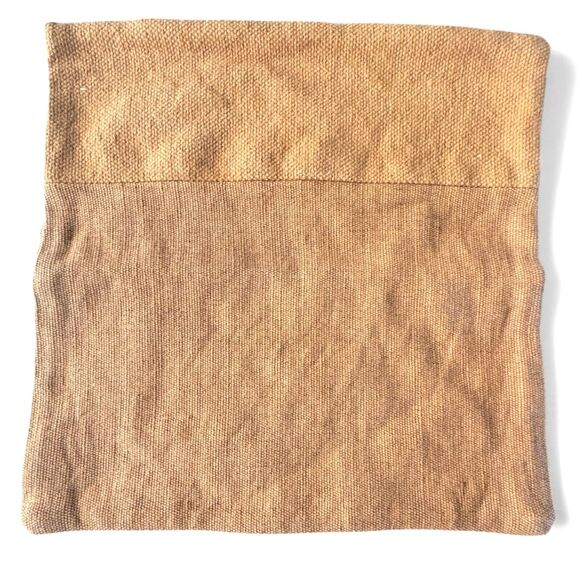 West Elm Cotton Canvas Pillow Cover Honey Gold Rust Cotton Jute Pattern Blocked - Picture 1 of 9
